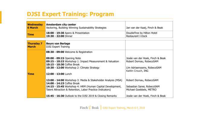 Find out more about the DJSI Expert Training program